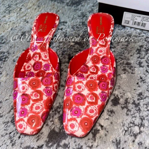 LARROUDÉ x Jonathan Cohen Amal Mule - Red Abstract Printed Patent Leather